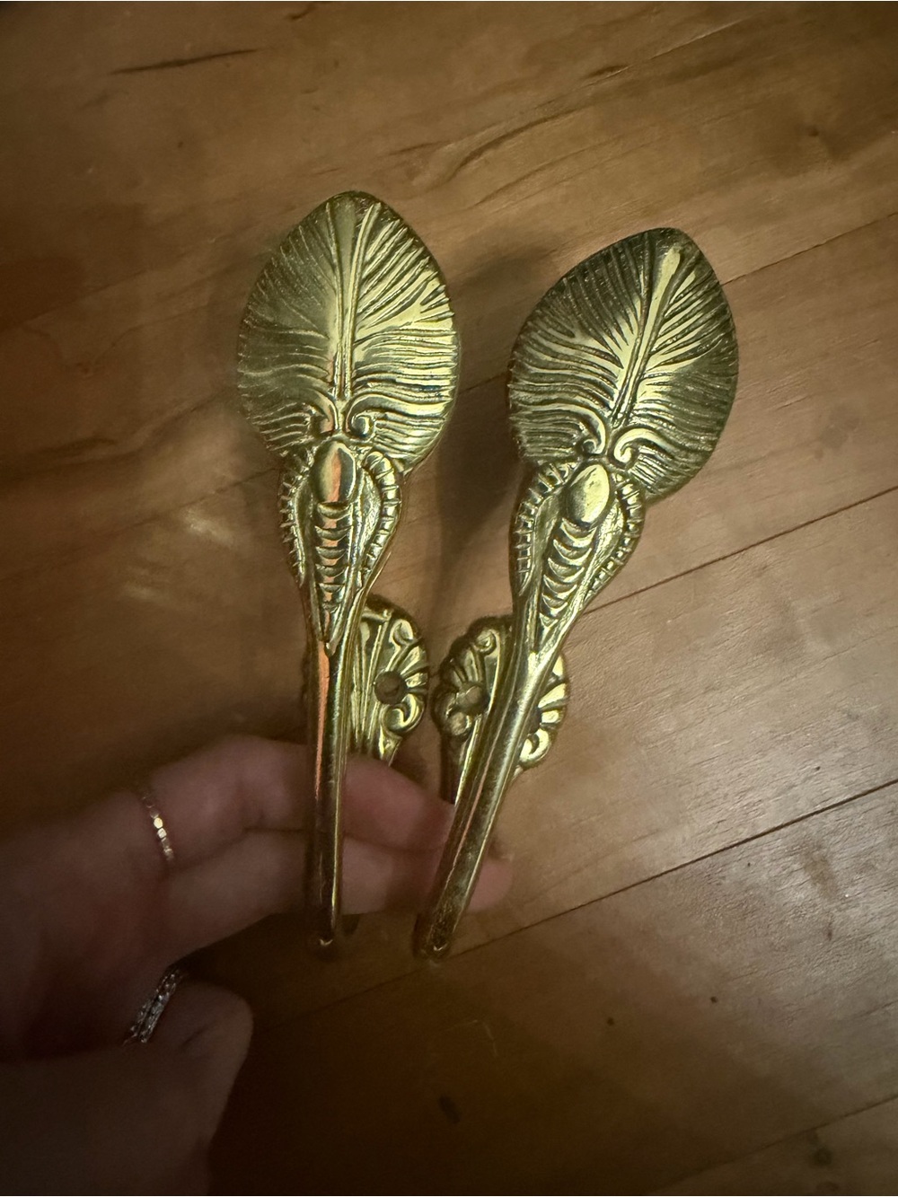 Vintage Brass Curtain tie backs or Wall Hook